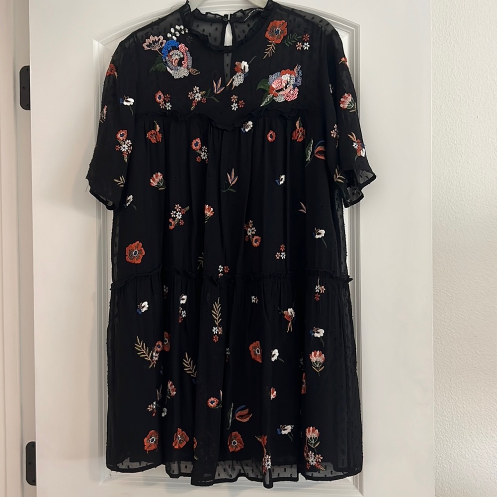 ZARA / Embroidered Sequin Mini Dress - S